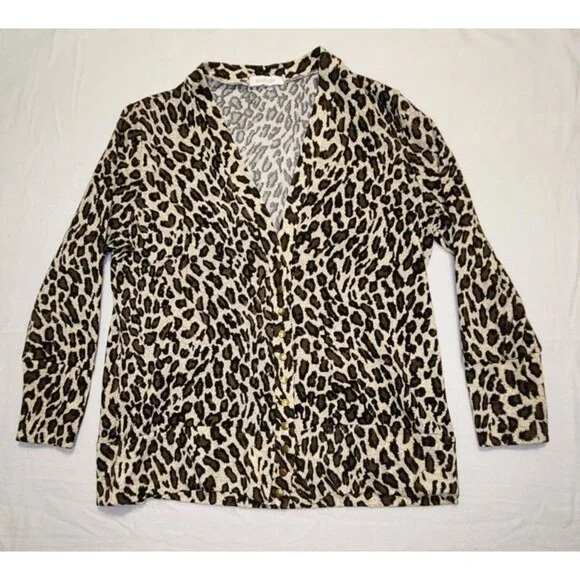 Animal Print Glam Cardigan Womens XL On Trend Luxe Casual - Picture 9 of 9